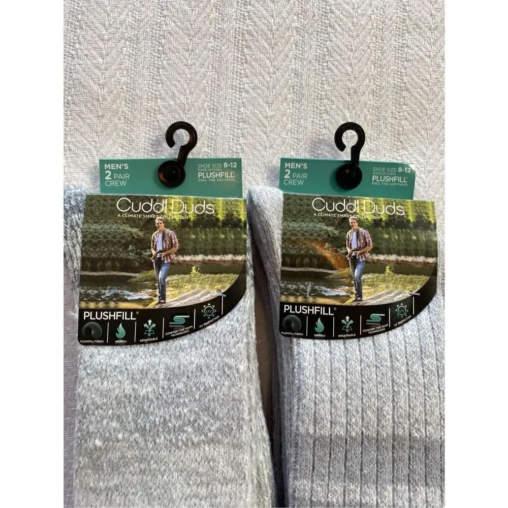 CUDDL DUDS MENS ClimateSmart TWO 2-PackS Sports Stripe and Colorblock Crew Socks
